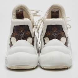Louis Vuitton White/Brown Leather and Monogram Canvas Archlight Sneakers Size 37.5