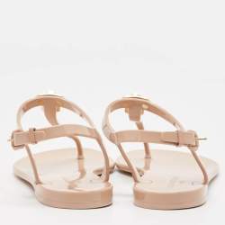 Pre Owned Louis Vuitton Pink Rubber Bikini Flat Sandals Size 38