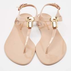Pre Owned Louis Vuitton Pink Rubber Bikini Flat Sandals Size 38