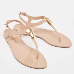 Pre Owned Louis Vuitton Pink Rubber Bikini Flat Sandals Size 38