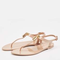 Pre Owned Louis Vuitton Pink Rubber Bikini Flat Sandals Size 38