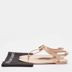 Pre Owned Louis Vuitton Pink Rubber Bikini Flat Sandals Size 38