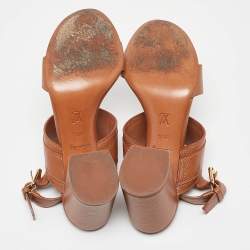 Louis Vuitton Brown Leather Horizon Slingback Sandals Size 38.5