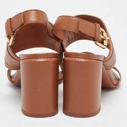 Louis Vuitton Brown Leather Horizon Slingback Sandals Size 38.5