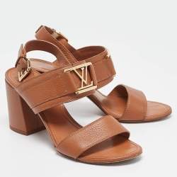 Louis Vuitton Brown Leather Horizon Slingback Sandals Size 38.5
