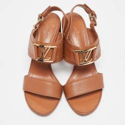 Louis Vuitton Brown Leather Horizon Slingback Sandals Size 38.5