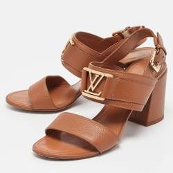 Louis Vuitton Brown Leather Horizon Slingback Sandals Size 38.5