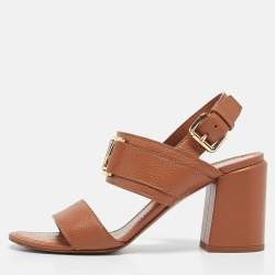 Louis Vuitton Brown Leather Horizon Slingback Sandals Size 38.5