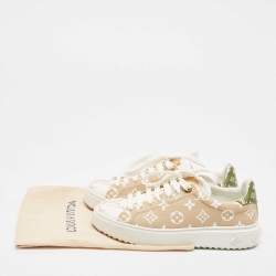 Louis Vuitton Beige/White Monogram Giant Canvas Time Out Sneakers Size 38.5