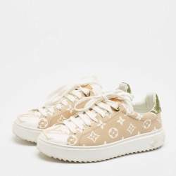 Louis Vuitton Beige/White Monogram Giant Canvas Time Out Sneakers Size 38.5