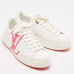 Louis Vuitton White Leather Time Out Lace Up Sneakers Size 38.5