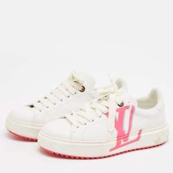 Louis Vuitton White Leather Time Out Lace Up Sneakers Size 38.5