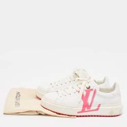 Louis Vuitton White Leather Time Out Lace Up Sneakers Size 38.5
