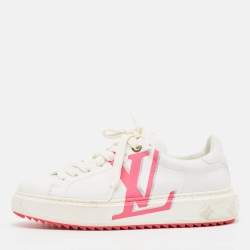 Louis Vuitton White Leather Time Out Lace Up Sneakers Size 38.5