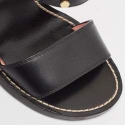 Louis Vuitton Black/Brown Monogram Canvas and Leather Ankle Strap Sandals Size 37.5