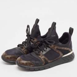 Louis Vuitton Brown/Black Monogram Canvas Neoprene Run Away Low Top Sneakers 37