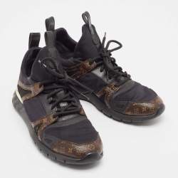 Louis Vuitton Brown/Black Monogram Canvas Neoprene Run Away Low Top Sneakers 37