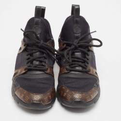 Louis Vuitton Brown/Black Monogram Canvas Neoprene Run Away Low Top Sneakers 37