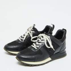 Louis Vuitton Black Leather and Mesh Run Away Sneakers Size 38.5