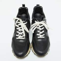 Louis Vuitton Black Leather and Mesh Run Away Sneakers Size 38.5