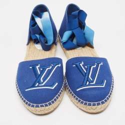 Louis Vuitton Blue Denim Espadrille Flats Size 38