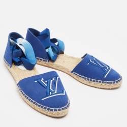 Louis Vuitton Blue Denim Espadrille Flats Size 38