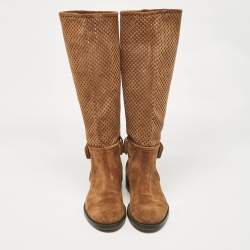 Louis Vuitton Brown Suede Knee Length Boots Size 37