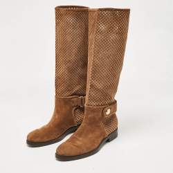 Louis Vuitton Brown Suede Knee Length Boots Size 37