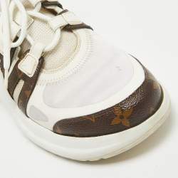 Louis Vuitton White Mesh and Monogram Canvas Archlight Sneakers Size 39