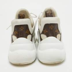 Louis Vuitton White Mesh and Monogram Canvas Archlight Sneakers Size 39