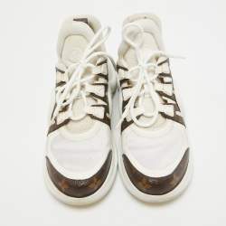 Louis Vuitton White Mesh and Monogram Canvas Archlight Sneakers Size 39