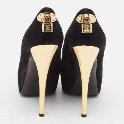 Louis Vuitton Black Suede Oh Really! Peep Toe Pumps Size 38