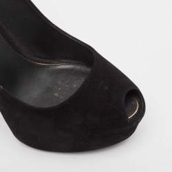 Louis Vuitton Black Suede Oh Really! Peep Toe Pumps Size 38