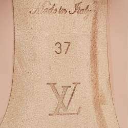 Pre Owned Louis Vuitton Beige Patent Leather Block Heel Pumps Size 37