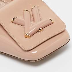 Pre Owned Louis Vuitton Beige Patent Leather Block Heel Pumps Size 37