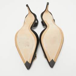 Pre Owned Louis Vuitton Black Satin Met Slingback Pumps Size 40