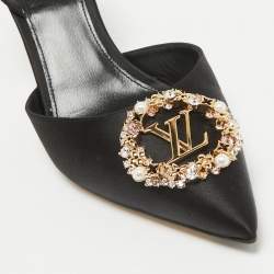 Pre Owned Louis Vuitton Black Satin Met Slingback Pumps Size 40