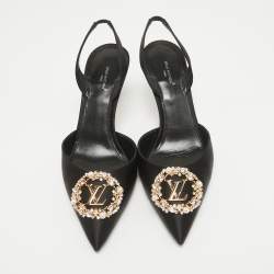 Pre Owned Louis Vuitton Black Satin Met Slingback Pumps Size 40