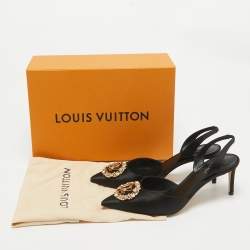 Pre Owned Louis Vuitton Black Satin Met Slingback Pumps Size 40