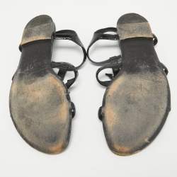 مملوكة مسبقًا Louis Vuitton Black Patent Leather Paradiso Flat Sandals Size 40