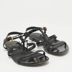 مملوكة مسبقًا Louis Vuitton Black Patent Leather Paradiso Flat Sandals Size 40