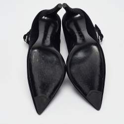 Louis Vuitton Black Velvet Pointed Toe Pumps Size 38