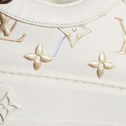 Louis Vuitton White/Gold Monogram Leather Time Out Sneakers Size 37.5
