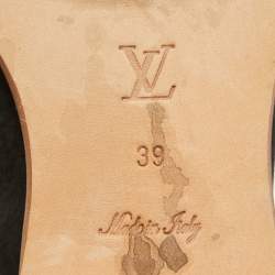Pre Owned Louis Vuitton Black Nubuck Leather Logo Strap Ankle Length Boots Size 39