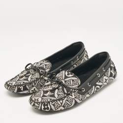 Louis Vuitton Black/White Canvas and Leather Gloria Loafers Size 38.5