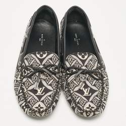 Louis Vuitton Black/White Canvas and Leather Gloria Loafers Size 38.5