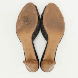 Louis Vuitton Brown Min Lin Canvas and Patent Leather Slide Sandals Size 40