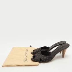 Louis Vuitton Brown Min Lin Canvas and Patent Leather Slide Sandals Size 40