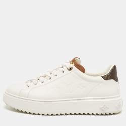 Louis Vuitton White/Brown Leather LV Charm Time Out Sneakers Size 38