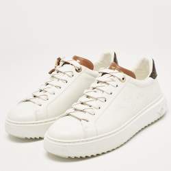 Louis Vuitton White/Brown Leather LV Charm Time Out Sneakers Size 38
